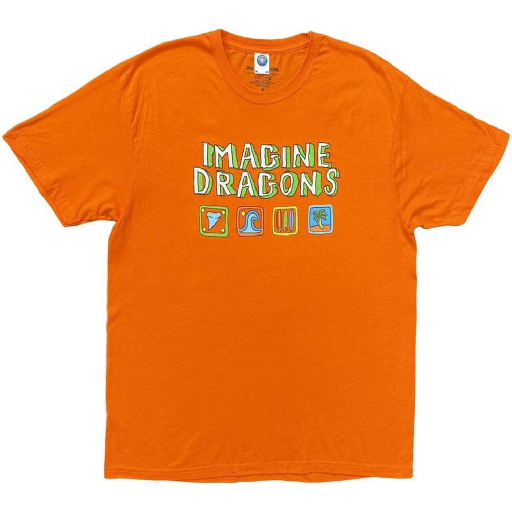 Imagine Dragons Unisex Adult Take Me To The Beach Back Print T-Shirt / Orange